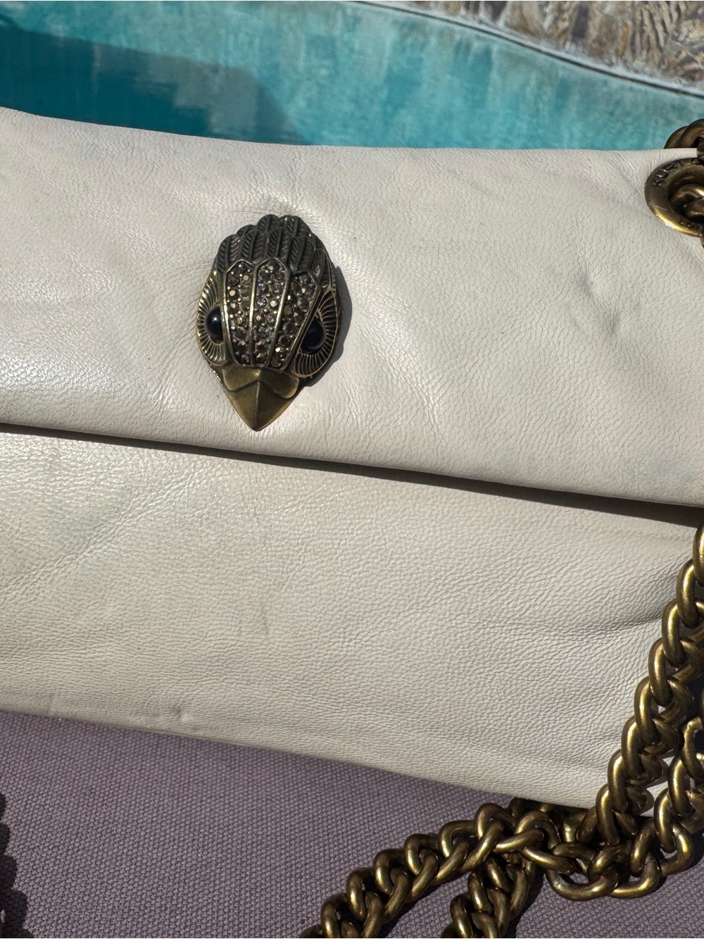 Kurt Geiger London Mini Kew Cream Leather Eagle Head Crossbody Bag GUC - Picture 3 of 16
